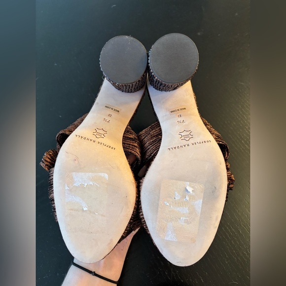 new Loeffler Randall Penny pleated mocha metallic mule knot heel - Picture 5 of 6